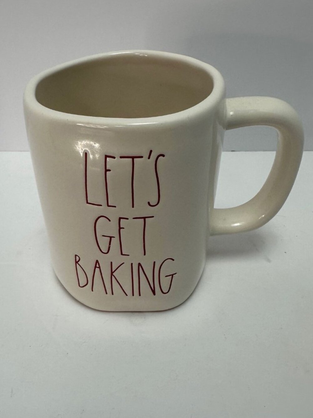 Rae Dunn Let's Get Baking Red Letters Coffee Mug Kitchen